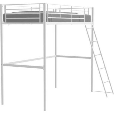 Lit mezzanine ELIOT 90 x 190 cm - Métal - Sommier inclus - Blanc (1/5)
