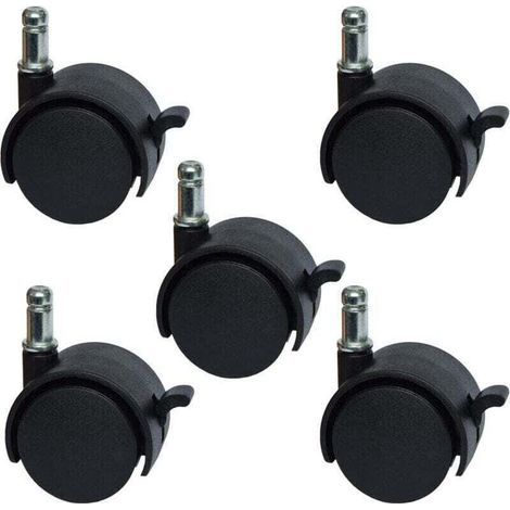 Roulettes de rechange pour chaise de bureau ou tabouret de 5,1 cm - avec frein (lot de 5) (1/4)