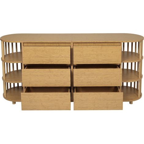PLACARD Design Romain Classique Bamboo MDF Chêne 160 x 40 x 75 cm (1/5)