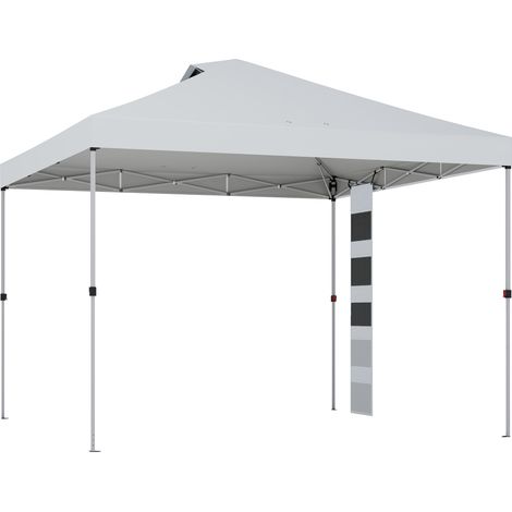 Tonnelle de jardin pliante - Outsunny - hauteur réglable - sac transport roulettes sacs de sable 5 poches - métal - 3x3m - blanc (1/5)