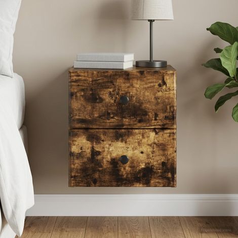 vidaXL Cabinet de chevet mural Chêne fumé 34,5 x 33 x 40 cm (1/5)