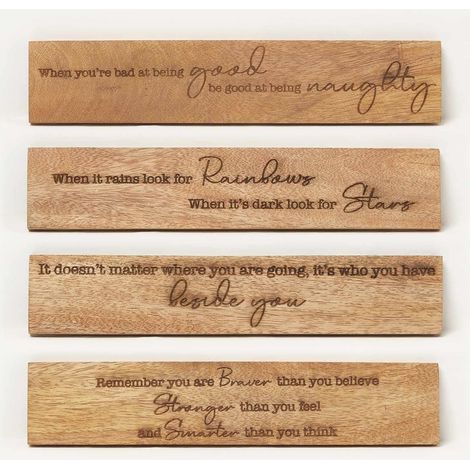 HOMESCAPES Sayings Plaque Wall Art, 5 x 26 cm, Set of 4 (1/5)
