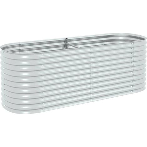 INLIFE Lit surélevé de jardin 240x80x81 cm Acier galvanisé Argenté (1/5)