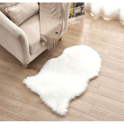 Tapis de canapé imitation laine, tapis de sol, coussin en laine pleine fleur de mouton, tapis de rebord de fenêtre, tapis de salon/chambre, couverture longue en laine 60 x 90 cm (1/2)