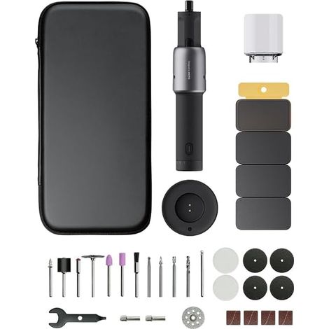 Foret 35in1 Kit d'outils rotatifs meulage sans Fil Polissage Portable Mini perceuse électrique Sculpture Stylo meuleuse 5 Vitesses Bricolage Travail du Bois Noir - (1/5)
