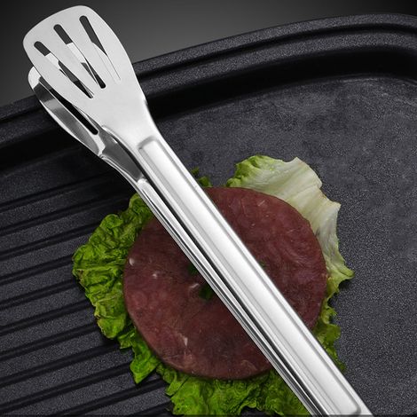 Dicke, dreidrähtige Edelstahl-Grillzange, hitzebeständig, geeignet für den Hausgebrauch, Grillen, Steaks und Buffetgrillen. (1/4)