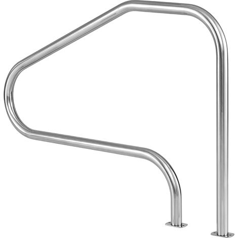Rampe Piscine, Main Courante Piscine en Acier Inox (130 X 94 CM,1) Charge 250 KG, Plaque de Base, Design Incurvé, Accessoires Incluses, Intérieur Extérieur pour Spa, Bain