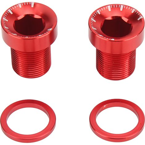 2 Pièces Couvercle de Manivelle Vélo en Alliage d'Aluminium Haute Résistance, Anti-Corrosion et Durable - Vis d'Axe de Pédalier Rouge