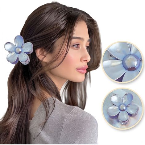 Ecarla Flower Haarspange, schimmernde Perle, blau SP331 (1/2)