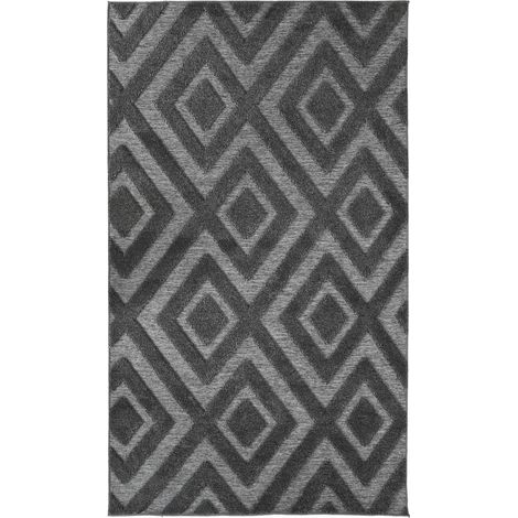 Tapis géométrique gris foncé en polyester style urbain moderne - gris foncé géométrique (1/5)