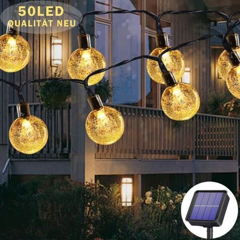 8-Modes LED Guirlande Solaire lumineuse multicolores 7M avec 50 balles IP65 pour intérieur extérieur Décoration (1/4)