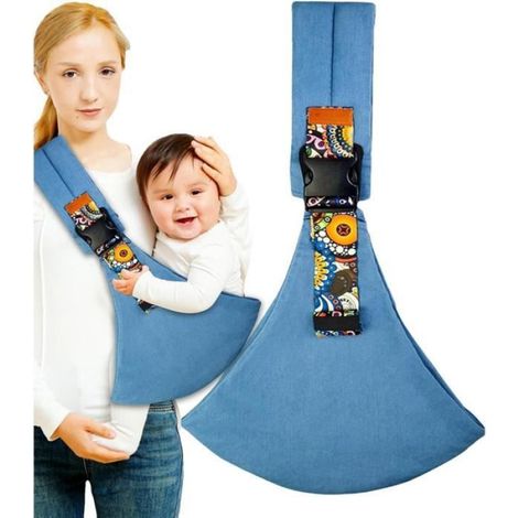2024 Nouvelle écharpe porte-bébé du nouveau-né au tout-petit Porte-bébé ergonomique à bandoulière(Bleu) (1/4)