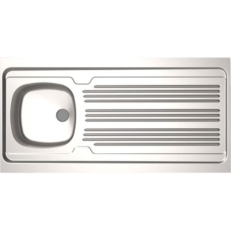 Moderna – Évier à poser inox 18/10 1 cuve réversible 1200x600mm – Égouttoir droit – Finition lisse – Perçage pour bonde Ø60mm (1/6)