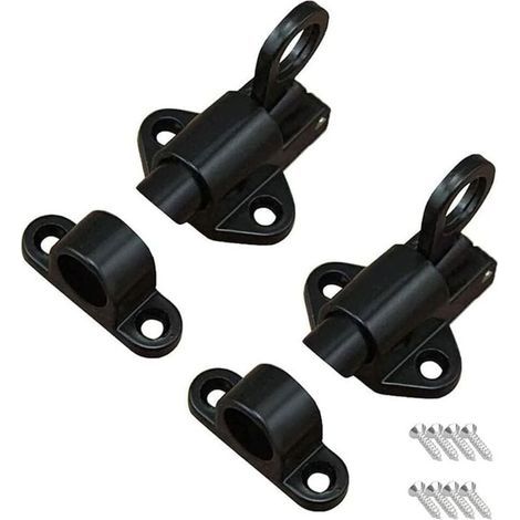 2 Pezzi Chiusura a Molla per Porta, Adatta a Porte in Legno e Servizi Igienici, Con 8 Viti, Nero (1/4)