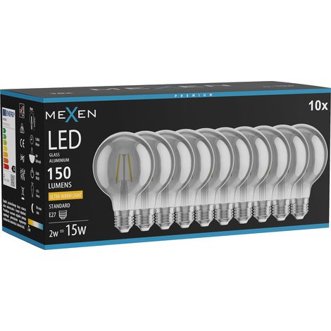Mexen Vintis 10x Ampoule filament LED E27, G80, 2W, Chaude - 2200K, 150 lm, fumée - L155-E27-0222-70x10 (1/5)