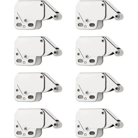 8 PCS Mini Latch à Ressort, Fermeture Porte Placard, Serrures d'Armoire en Acier Inoxydable, Loquets Tactiles pour Cuisine, Installa (1/5)