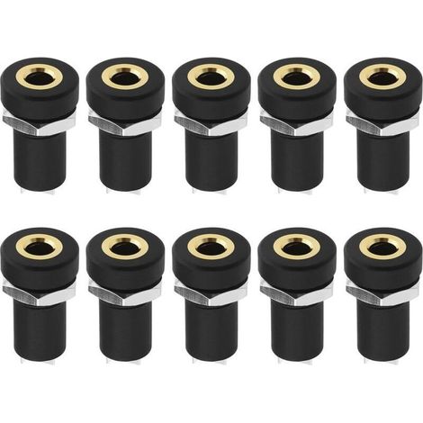 3,5-mm-Mono-Einbaubuchse (Buchse) – 10er-Pack Lötverbinder mit Muttern, kompatibel mit CDs, Computern und Audiogeräten – ULISEM (1/5)