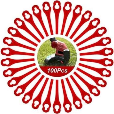 Promoción ZVD: 100 cuchillas de repuesto de plástico para cortacésped, cuchillas para desbrozadora inalámbrica, cuchillas de repuesto para jardín, agujero grande de 12 mm, tamaño pequeño. (1/3)
