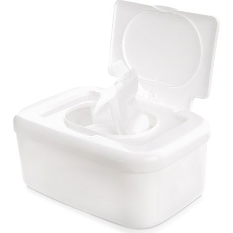 Distributeur de mouchoirs Humidifié - Blanc - 18,5x13x8 cm - Boîte à mouchoirs - Couvercle avec rabat