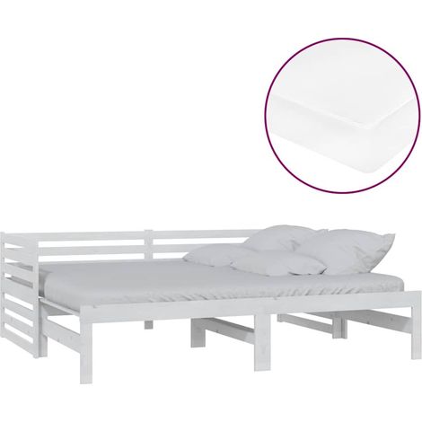 Maison Exclusive - Ausziehbares Tagesbett 2x(90x200) cm Weiß Mass (1/5)