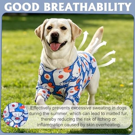 Vêtements pour chien, T-shirt d'été pour chien, Canard bleu, Respirant, Protection UV, Vêtements pour grands chiens pour activités de plein air, Taille XL (1/3)