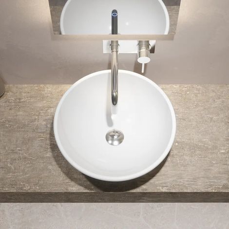 Lavabo da Appoggio Tondo 41x41x16 cm Bianco (1/5)