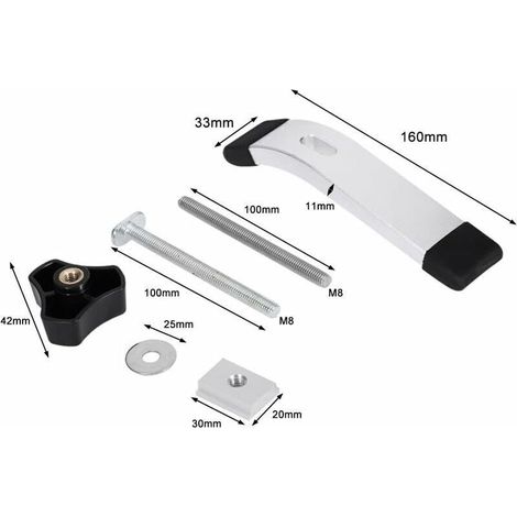 Lot de 2 Rail - Aluminium T-Track Clamp T Track Jeu de pinces de maintien à action rapide en métal, pour outil de travail du bois T-Slot (1/3)