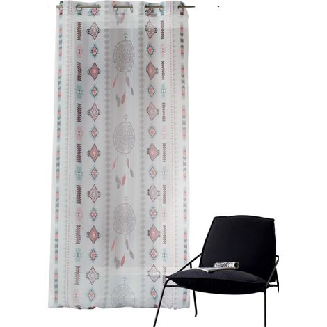 Voilage a oeillets 140 x 260 cm Indila Blanc menthe