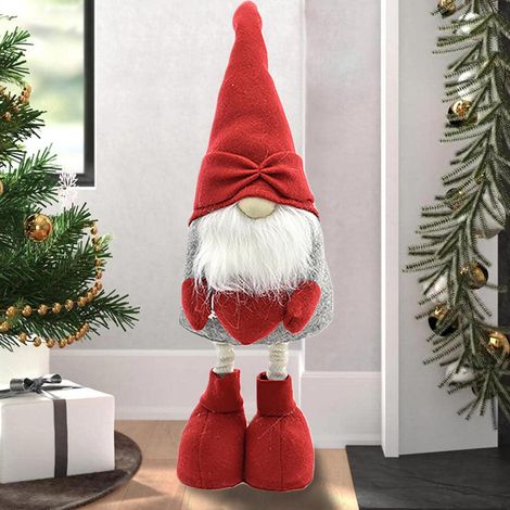 Gnomo Folletto Babbo Natale con Cuore Colore Rosso Decorazione Natalizia 95 cm (1/4)