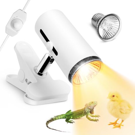 Lampada riscaldante per rettili con lampadina UVA/UVB da 50 W, lampada riscaldante per tartarughe, draghi barbuti, lucertole, serpenti, anfibi