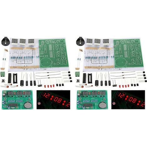 Kit de montage d'horloge électronique numérique à 6 LED AT89C2051 avec récepteur pour Arduino Flux (2 unités). (1/5)