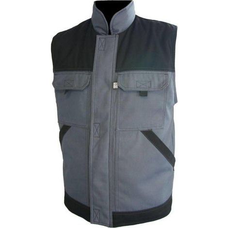 Gilet Typhon Sans Manche Double Ouate Et Polaire Gris-noir (1/2)