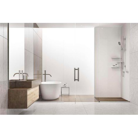 Roth – Panneau décoratif mural blanc mat perlé 150 x 255 cm – Aluminium composite étanche – Installation rapide salle de bain (1/4)