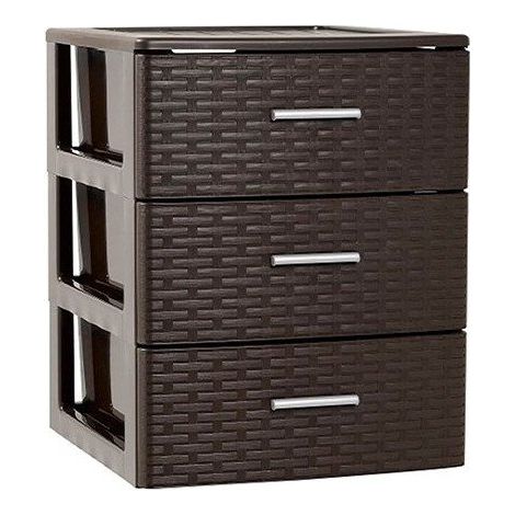 Cajonera de ordenación RATTAN de plástico Efecto mimbre Torre de almacenaje multiusos (1/5)