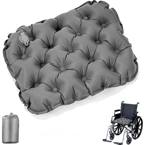Inflatable Outdoor Seat Cushion, 42 x 32 x 5 cm, Inflatable Camping Seat Cushion Waterproof Hand Press Air Cushion Seat Cushion Outdoor Ultralight Inflatable Seat Pad for Outdoors, Beach Hiking, Fish (1/5)