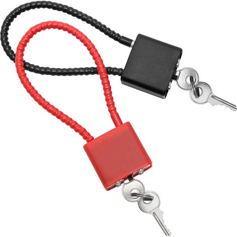 Lot de 2 Cadenas en Corde d'acier avec Clés, Cadenas Câble à Clé à Longue Manille, Cadenas à Câble pour Valise, Portail, Vélo, Casier College (1/5)