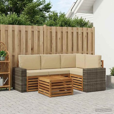 vidaXL Outdoor-Sofagarnitur 5 pcs Natur und Beige 59 x 59 x 37 cm (1/5)
