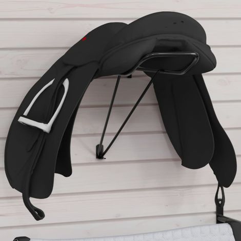 Porte-selle mural pliable en fer noir 54,5 x 23 x 30,5 cm - PANGIVO (1/5)