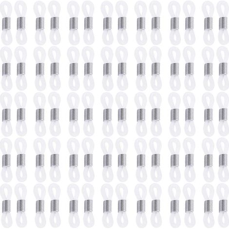 50pcs Attache Caoutchouc Lunette, Antidérapantes Embouts Chane de Lunettes, Réglable Silicone D'extrémités Lunettes pour Lunettes de Lecture, Lunettes Soleil, Porte-Lunettes, Collier Lunettes (Blanc) (1/5)
