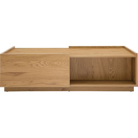 Mesa de centro con almacenaje y acabado roble claro, 2 cajones 120 cm MADERO (1/4)