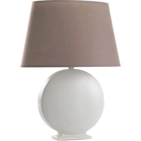 ONLI Lampada da Tavolo in Ceramica Paralume, Bianco/Tortora, Grande (1/4)