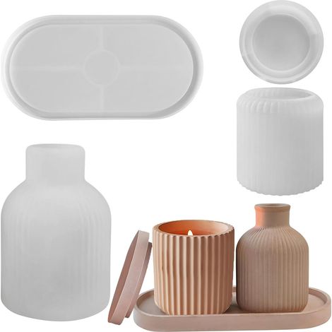 Moules Silicone 3 Pièces Vase, Bougeoir (1/5)