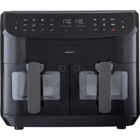 Friggitrice ad Aria Calda - MEDION - P20 XXL Twin - 2600 W - 2 cesti - 9 programmi - Nera (1/5)