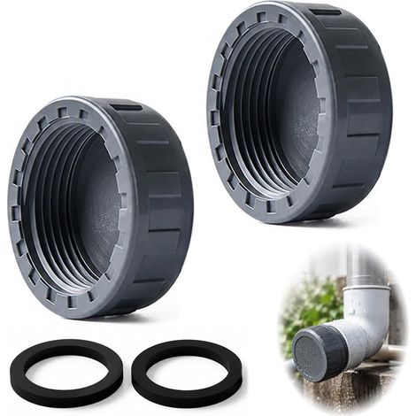 2 Pièces PVC Capuchon de Fermeture, 40mm Tuyau Capuchon, Bouchon Fileté, Raccordement Femelle sans Outil pour Tuyau, Vanne et fin de Tube, Capuchons Obturateur pour Bonde de Siphon (1/5)