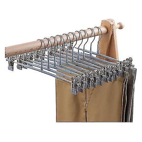 Lot de 10 cintres à jupes et pantalons avec pinces, en métal gris