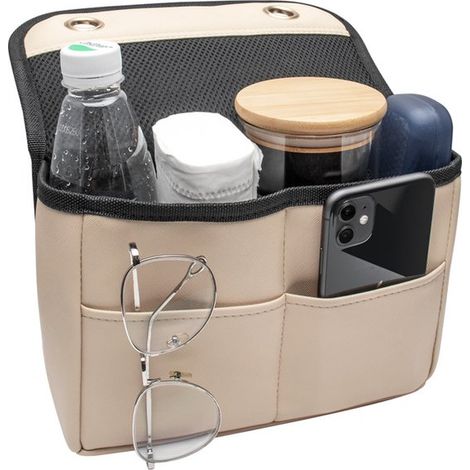 Borsa portaoggetti per poggiatesta auto, borsa portaoggetti per poggiatesta posteriore auto, cestino organizer con tasca porta occhiali da sole, telefono, monete, chiavi, custodia organizer con gancio (1/5)