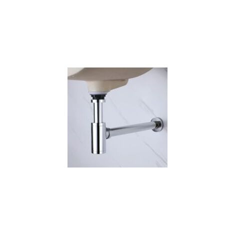 Siphon de Lavabo Tube de Siphon Chromé en Laiton Anti Odeur Haute Qualité pour Evier Lavabo (1/4)