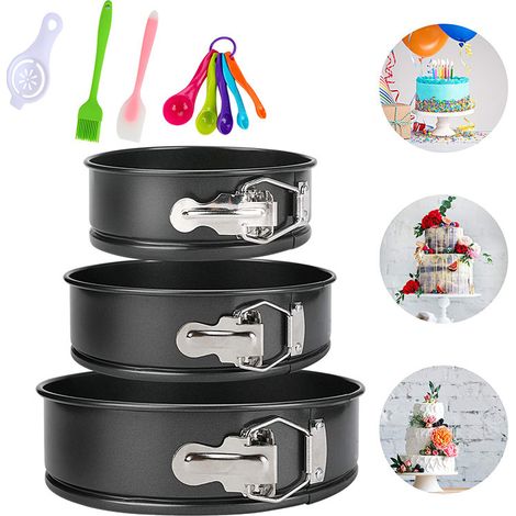 Moule à Gàteau Rond, Ensemble de Moule a Gateau Antiadhésif Moules à Charnière Rondes en Acier Inoxydable Moule a Charniere Moule à Gâteau à Charnière avec Fond Amovible,ensemble de 7 pièces (1/2)