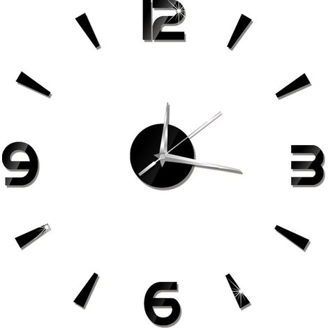 Autocollant d'horloge murale 1mm, miroir en acrylique, décor de montre, bricolage moderne pour maison, bureau (noir) (1/5)