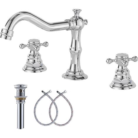Chrom Zwei Griff 3 Loch 8-16 Zoll Weit verbreitet Badezimmer Waschbecken Wasserhahn Mischbatterie (1/5)